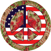 PEACE SIGN: Hippie Fashion Peace Flag 12--BUTTON