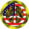 PEACE SIGN: Hippie Fashion Peace Flag 13--BUTTON