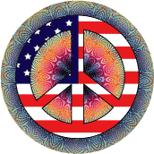 PEACE SIGN: Hippie Fashion Peace Flag 14--BUTTON