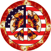 Hippie Fashion Peace Flag 6--BUTTON