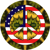Hippie Fashion Peace Flag 8 - American Flag BUTTON