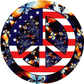 Hippie Flowers Peace Flag 8 - American Flag KEY CHAIN