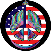 Hippie Icon Peace Flag 7--BUTTON