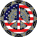 PEACE SIGN: Hippie Icon Peace Flag 9--BUTTON