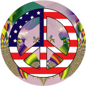 Hippie Movement Peace Flag 1--BUTTON