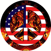 Hippie Movement Peace Flag 5 - American Flag BUTTON