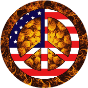 Hippie Movement Peace Flag 6 - American Flag BUTTON