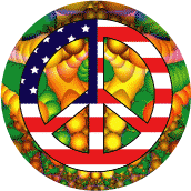 PEACE SIGN: Hippie Stuff Peace Flag 4--BUTTON
