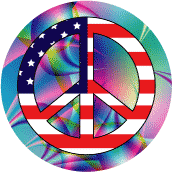 Hippie Style Peace Flag 1--BUTTON
