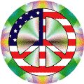 PEACE SIGN: Hippie Style Peace Flag 3--BUTTON