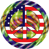PEACE SIGN: Hippie Style Peace Flag 4--MAGNET