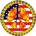 PEACE SIGN: Hippie Style Peace Flag 5--BUTTON