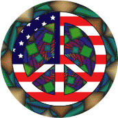PEACE SIGN: Hippie Tapestry Peace Flag 10--MAGNET