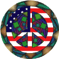 PEACE SIGN: Hippie Tapestry Peace Flag 10--BUTTON
