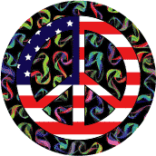 PEACE SIGN: Hippie Tapestry Peace Flag 6--MAGNET