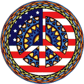 PEACE SIGN: Hippie Tapestry Peace Flag 8 - American Flag MAGNET
