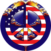 PEACE SIGN: Mod Hippie Peace Flag 11--STICKERS