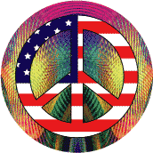 PEACE SIGN: Mod Hippie Peace Flag 12--MAGNET