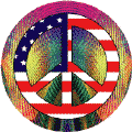 PEACE SIGN: Mod Hippie Peace Flag 12--BUTTON