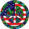 PEACE SIGN: Mod Hippie Peace Flag 7--BUTTON