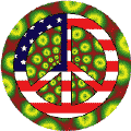 PEACE SIGN: Mod Hippie Peace Flag 9 - American Flag BUTTON
