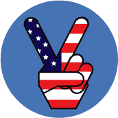 PEACE SIGN: Peace Hand Peace Flag 4 - Patriotic BUMPER STICKER