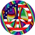 PEACE SIGN: Vintage Hippie Peace Flag 5--BUTTON