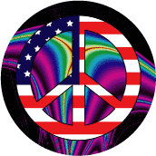 PEACE SIGN: Vintage Hippie Peace Flag 6--BUMPER STICKER