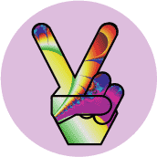 Funky Art Peace Hand 1--BUTTON