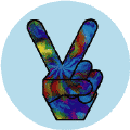 PEACE SIGN: Funky Art Peace Hand 19--BUTTON