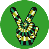 PEACE SIGN: Funky Art Peace Hand 21--BUTTON