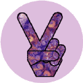 PEACE SIGN: Funky Art Peace Hand 24--BUTTON