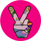 Funky Art Peace Hand 3--BUTTON