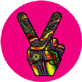 Funky Art Peace Hand 4--BUTTON
