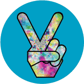 Funky Art Peace Hand 6--BUTTON
