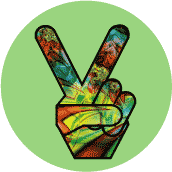 Funky Art Peace Hand 9--BUTTON