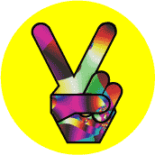 Funky Peace Hand 24--BUTTON
