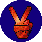 PEACE SIGN: Funky Peace Hand 29--BUTTON