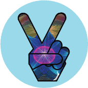 Funky Peace Hand 3--BUTTON
