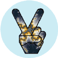 PEACE SIGN: Funky Peace Hand 30--BUTTON