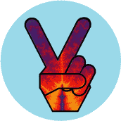 PEACE SIGN: Funky Peace Hand 34--BUTTON