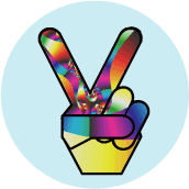 Funky Peace Hand 6--BUTTON