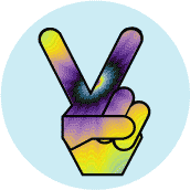 Funky Peace Hand 7--BUTTON