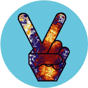 Funky Peace Hand 8--BUTTON