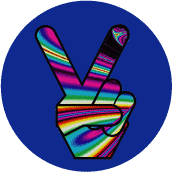 Funky Peace Hand 9--BUTTON