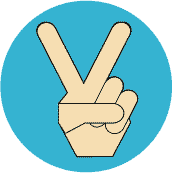 PEACE SIGN: Peace Hand Caucasian 2--BUTTON