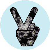 Peaceful Space Peace Hand--BUTTON