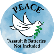 Peace Assault and Batteries Not Included PEACE DOVE--PEACE SYMBOL PEACE SIGN BUTTON