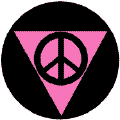 Peace Sign in Pink Triangle--PEACE SYMBOL PEACE SIGN BUTTON