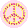 PEACE SYMBOL: Peace Sign Flower Power Dahlia yellow on pink--STICKERS